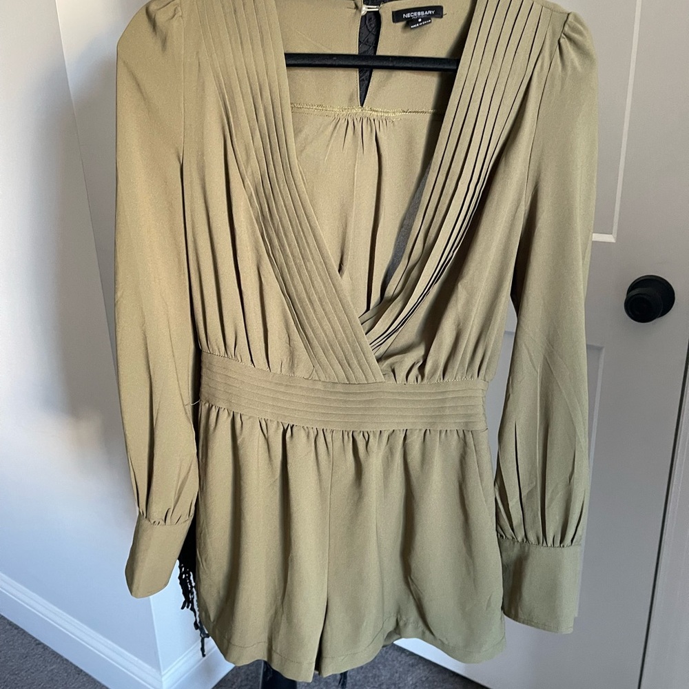 Olive Green Blouse Romper
